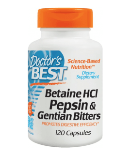 DOCTOR'S BEST Betaine HCL Pepsin & Gentian Bitters 120 caps.